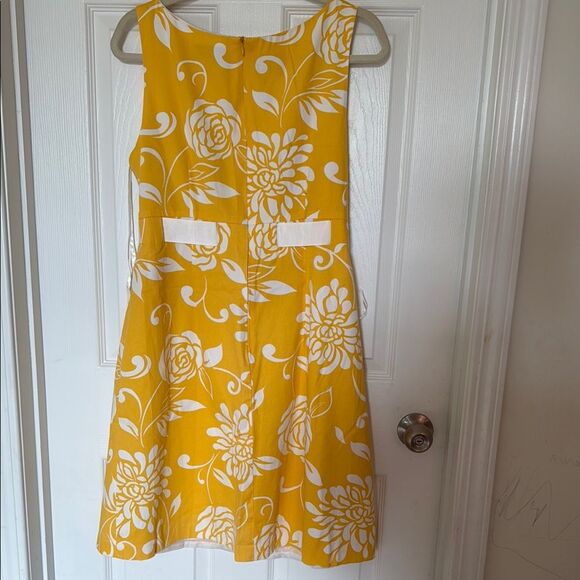Jessica Howard Yellow Floral Sleeveless belted Dress 14 like new - Picture 5 of 11